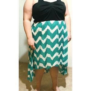 Strapless High Low Chevron Dress